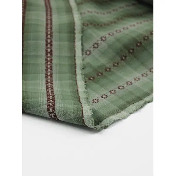 Tochio Yarn Dyed Cotton Fabric - Flowerline Sage – view 3 | Truro Fabrics