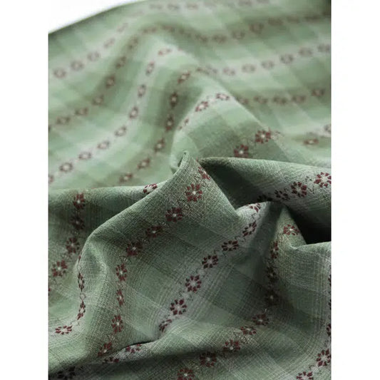Tochio Yarn Dyed Cotton Fabric - Flowerline Sage | Truro Fabrics