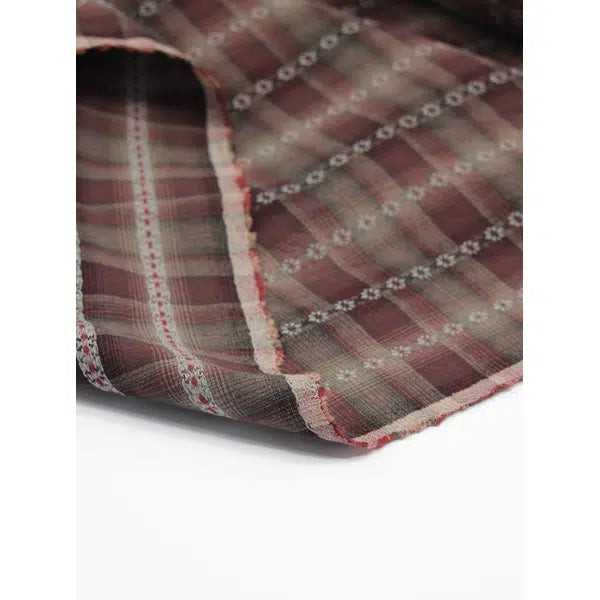 Tochio Yarn Dyed Cotton Fabric - Flowerline Wine – view 3 | Truro Fabrics