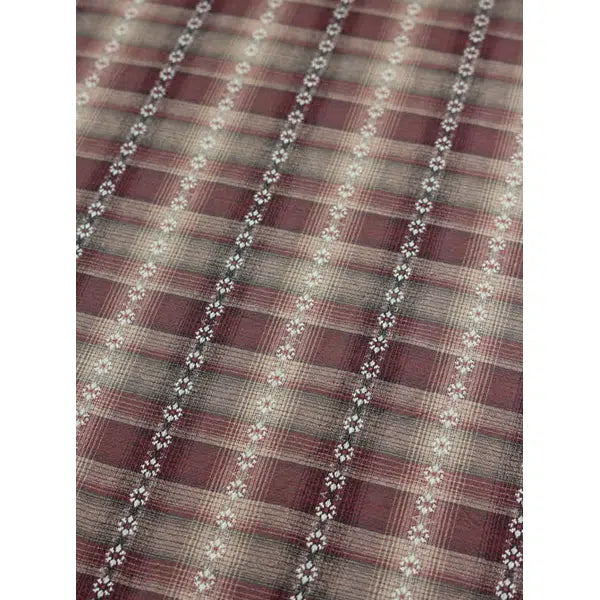 Tochio Yarn Dyed Cotton Fabric - Flowerline Wine – view 4 | Truro Fabrics