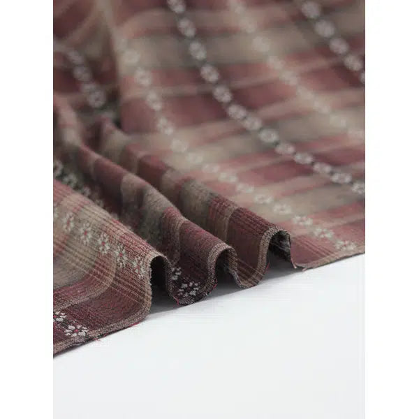 Tochio Yarn Dyed Cotton Fabric - Flowerline Wine – view 5 | Truro Fabrics
