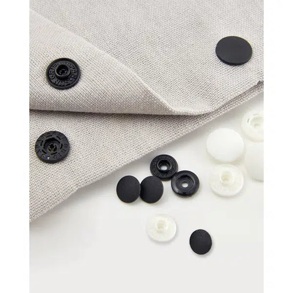 Tool-Less Plastic Snaps | Black & White | Truro Fabrics