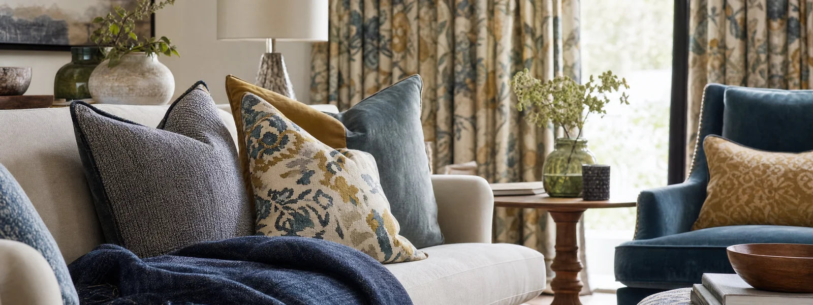 Truro Fabrics interiors and soft furnishings including cushions and curtains, Cornwall
