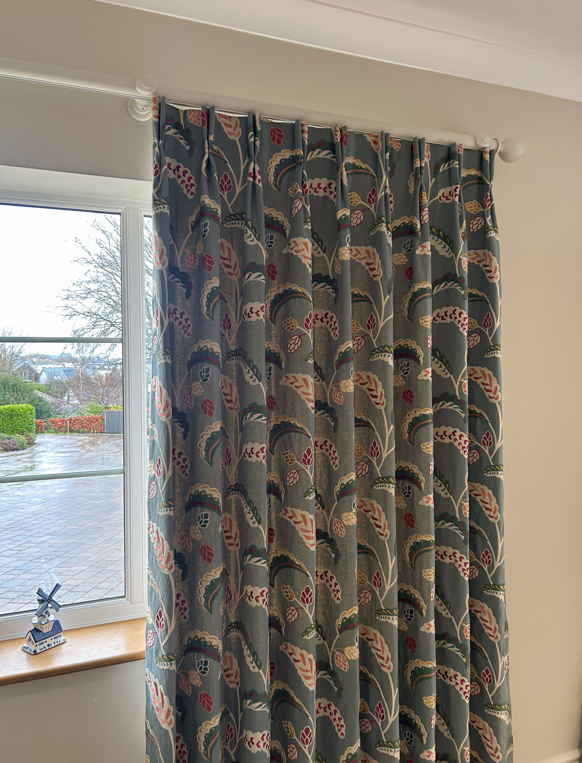 Made-to-measure patterned curtains in a Cornwall home