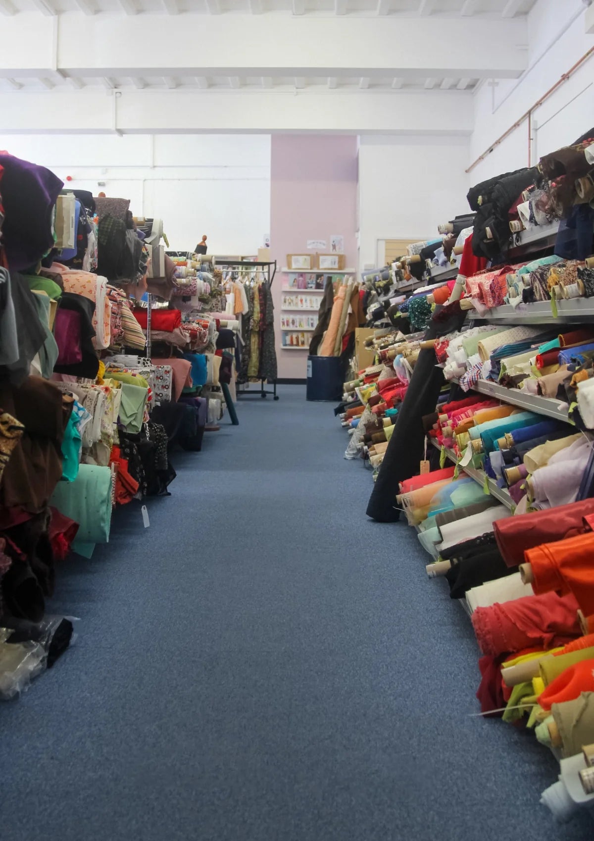 Truro Fabrics shop interior with fabric displays