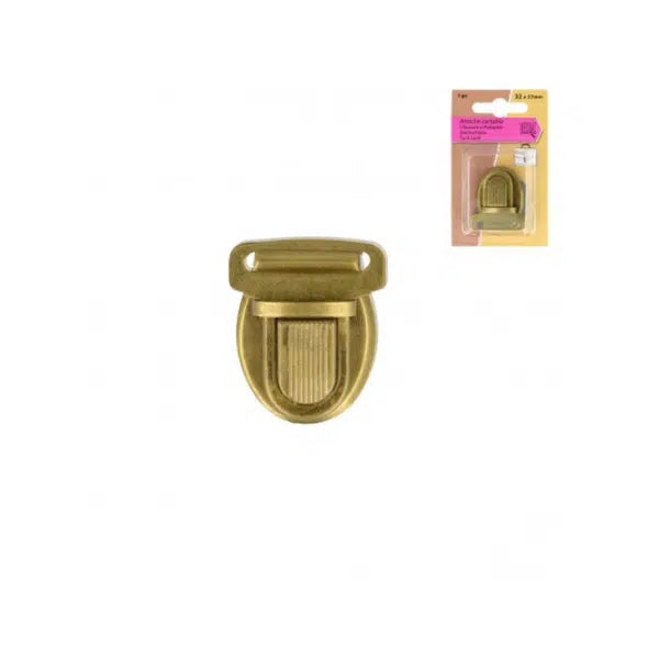 Tuck Lock Clasp - Antique Brass | Truro Fabrics