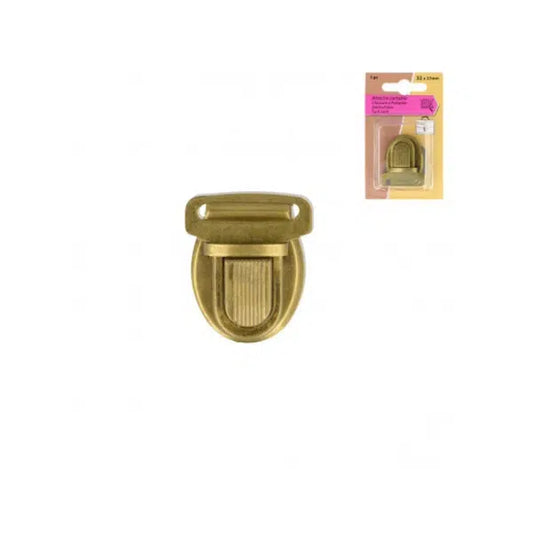 Tuck Lock Clasp - Antique Brass | Truro Fabrics