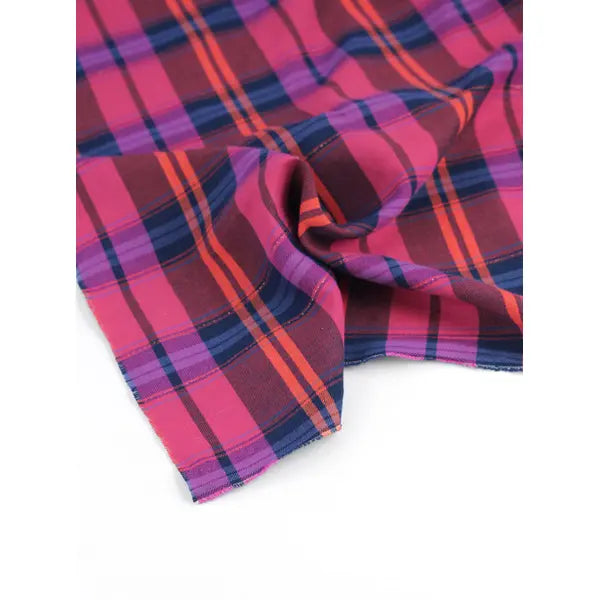 Brushed Cotton Twill Fabric – Twinkling Tartan – Raspberry – view 2 – Truro Fabrics
