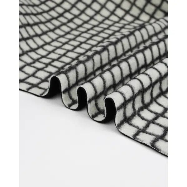 Two-Faced Grid Check Knit Fabric - Black & White
