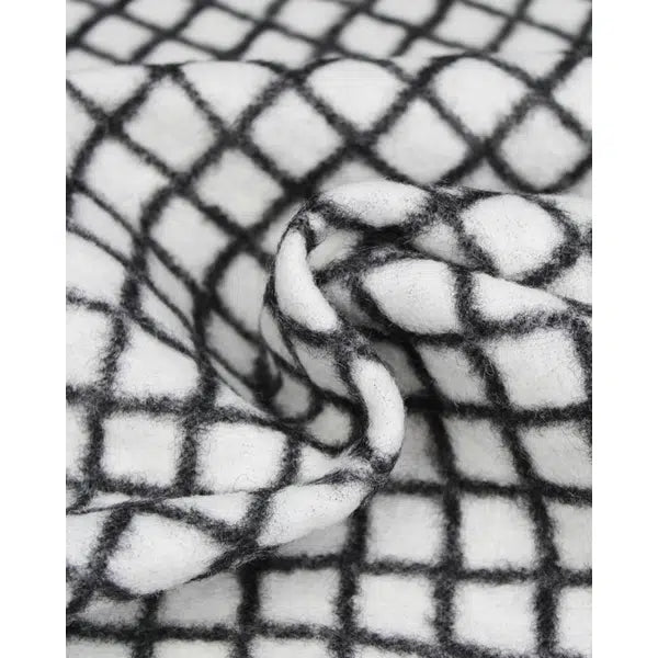 Two-Faced Grid Check Knit Fabric - Black & White