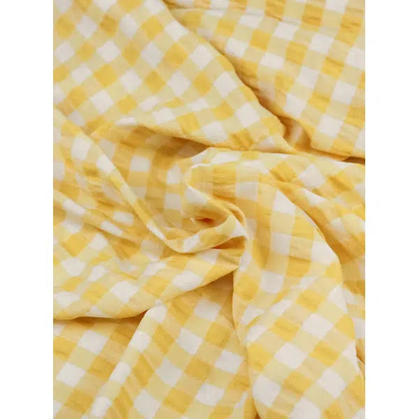 Viscose Blend Seersucker Fabric - Buttercup Gingham