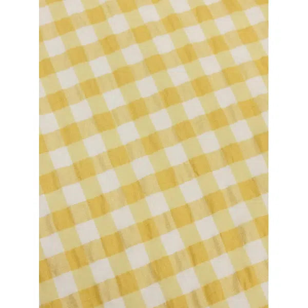 Viscose Blend Seersucker Fabric - Buttercup Gingham