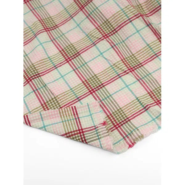 Viscose Blend Seersucker Fabric - Picnic Plaid