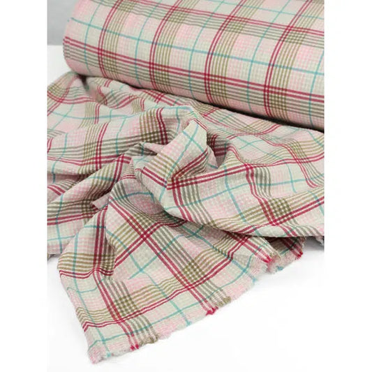 Viscose Blend Seersucker Fabric - Picnic Plaid