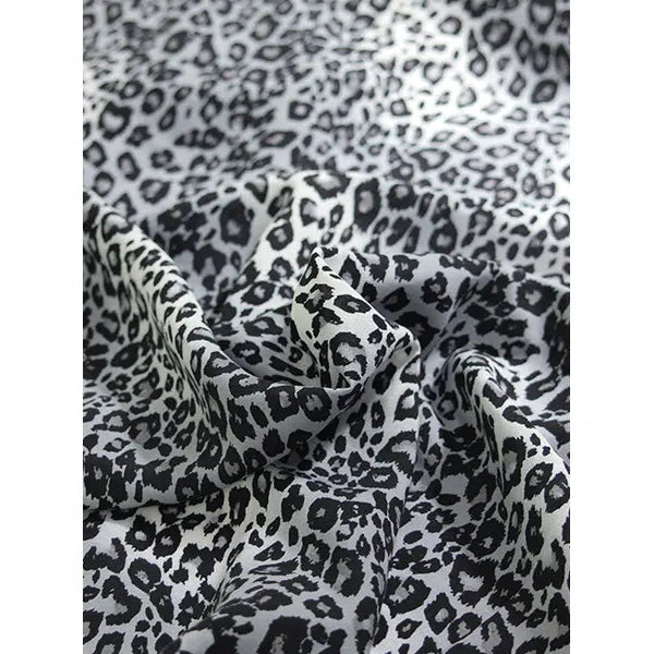 Viscose Challis Fabric - Chrome Leopard