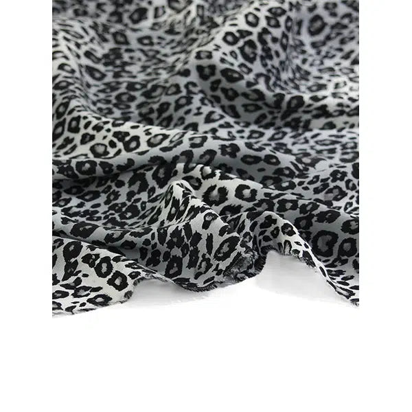 Viscose Challis Fabric - Chrome Leopard
