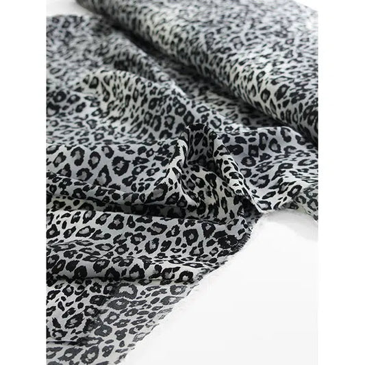 Viscose Challis Fabric - Chrome Leopard