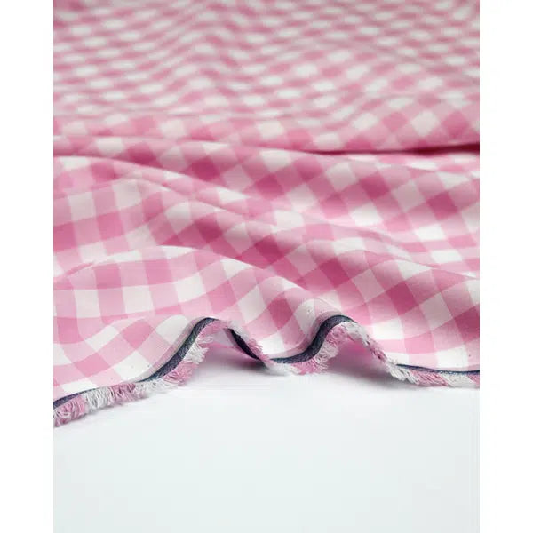 Viscose Challis Fabric - Pink Gingham