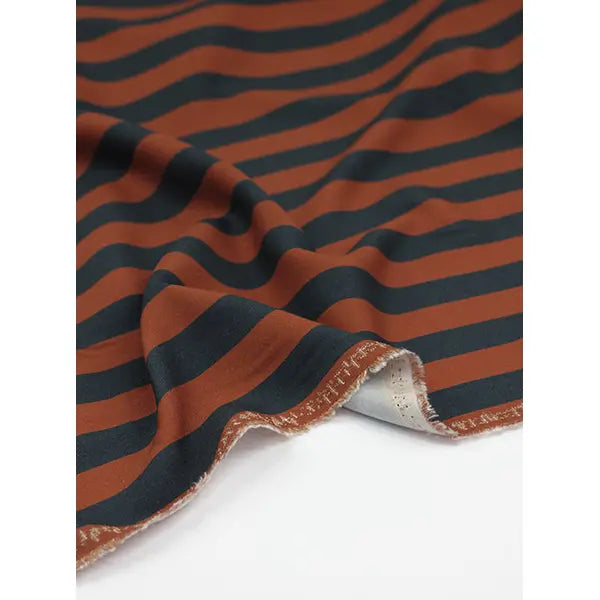 100% Viscose Twill Fabric - Cadence Stripe - Cinnamon – view 2 – Truro Fabrics