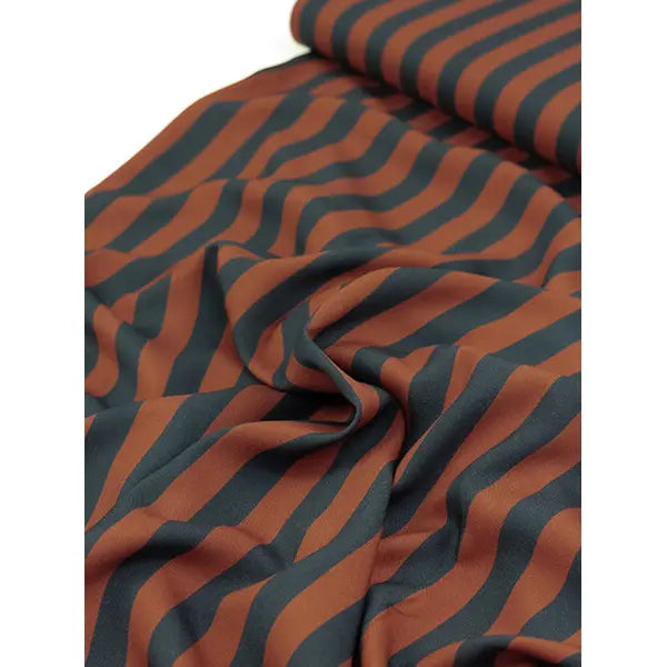 100% Viscose Twill Fabric - Cadence Stripe - Cinnamon – view 4 – Truro Fabrics