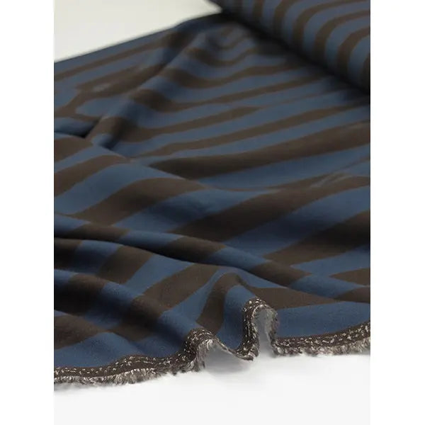 100% Viscose Twill Fabric - Cadence Stripe - Molasses – view 3 – Truro Fabrics