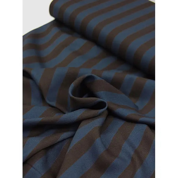 100% Viscose Twill Fabric - Cadence Stripe - Molasses – view 2 – Truro Fabrics