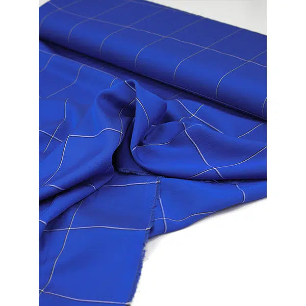 Viscose Twill Fabric - Grosvenor Grid Royal