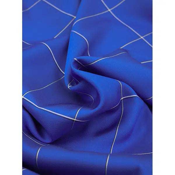 Viscose Twill Fabric - Grosvenor Grid Royal