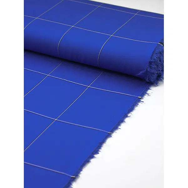 Viscose Twill Fabric - Grosvenor Grid Royal