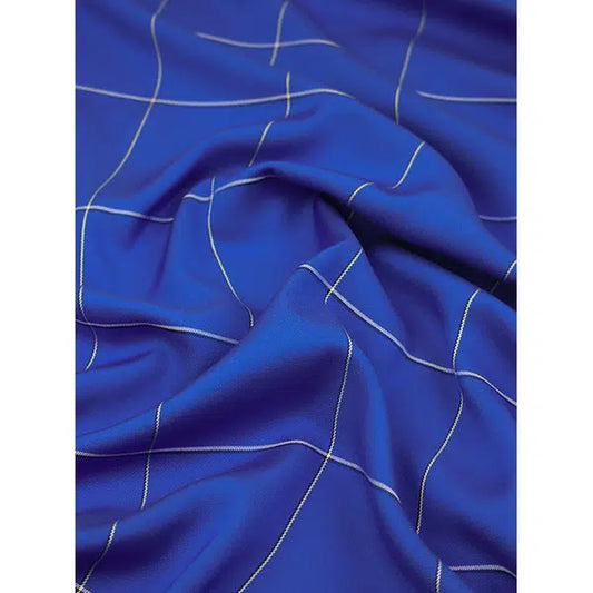 Viscose Twill Fabric - Grosvenor Grid Royal