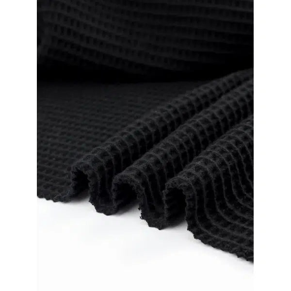 Waffle Wool Coating Fabric - Black