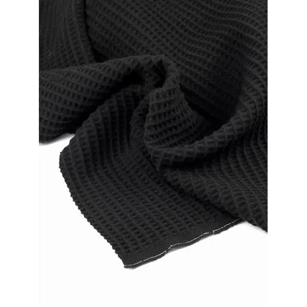 Waffle Wool Coating Fabric - Black