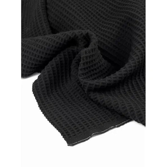 Waffle Wool Coating Fabric - Black