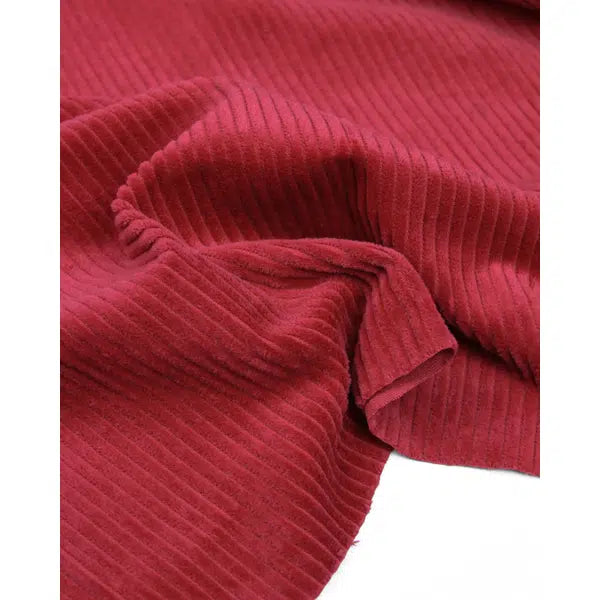 Washed Jumbo Corduroy Fabric - Carmine