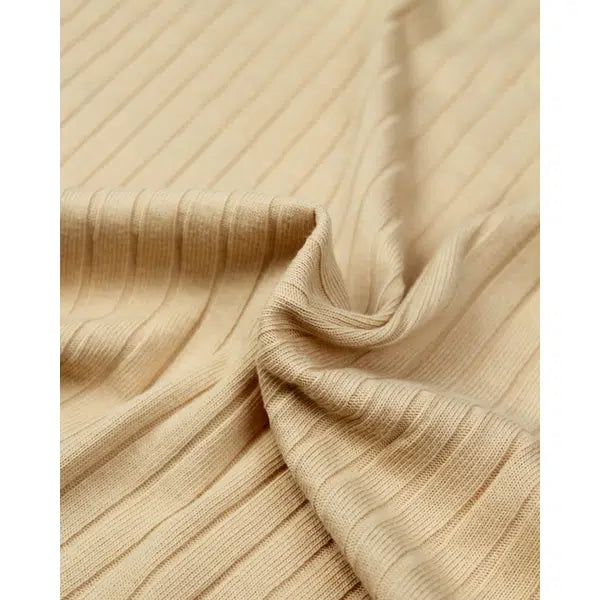 Wide Rib Cotton Jersey Fabric - Honey