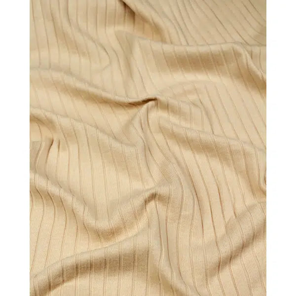 Wide Rib Cotton Jersey Fabric - Honey
