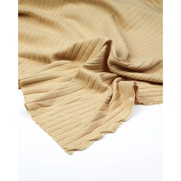 Wide Rib Cotton Jersey Fabric - Honey