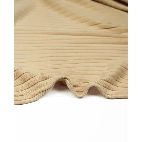 Wide Rib Cotton Jersey Fabric - Honey