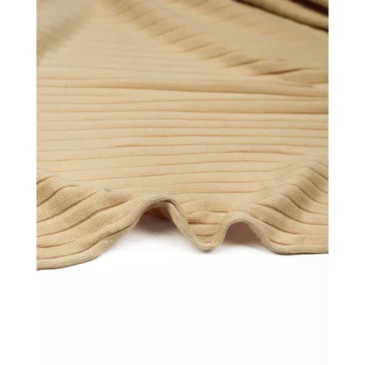 Wide Rib Cotton Jersey Fabric - Honey