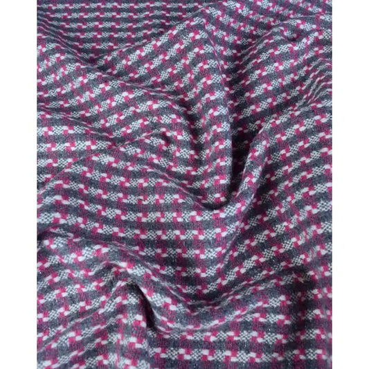 Wool Blend Check Fabric - Pink & Grey