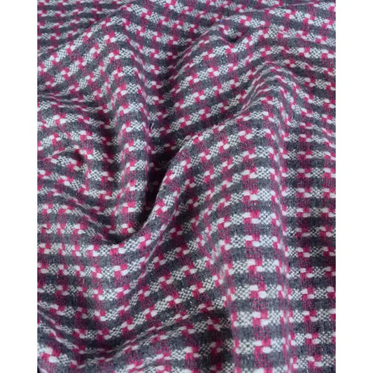 Wool Blend Check Fabric - Pink & Grey
