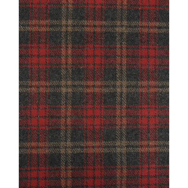 Wool Blend Coating Fabric - Red & Grey Check
