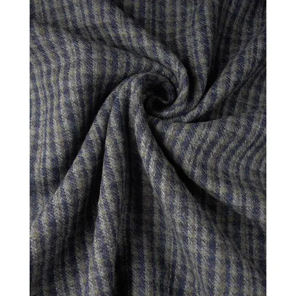 Wool Blend Suiting Fabric - Navy & Grey Check