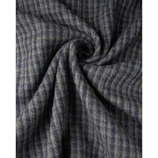 Wool Blend Suiting Fabric - Navy & Grey Check