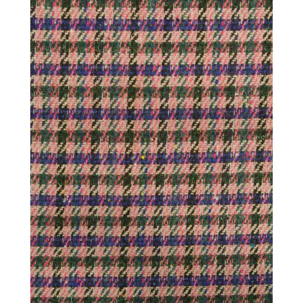 Wool Blend Tweed Fabric - Blue & Pink Check