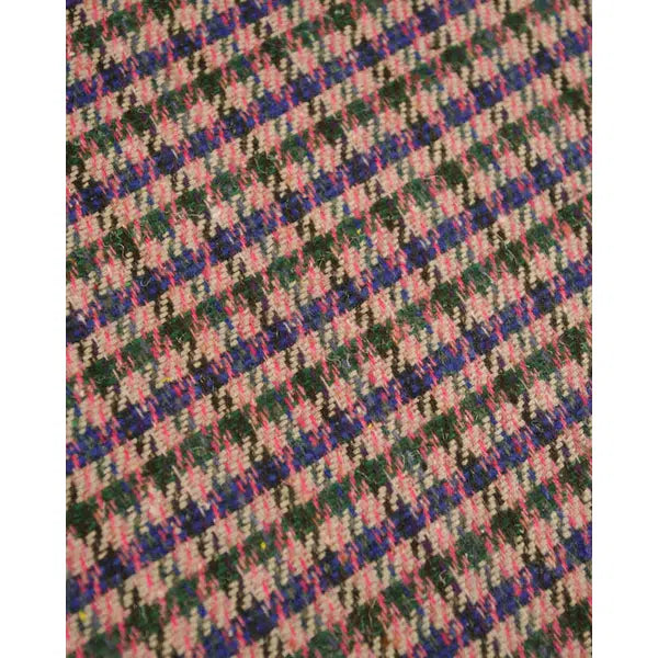 Wool Blend Tweed Fabric - Blue & Pink Check