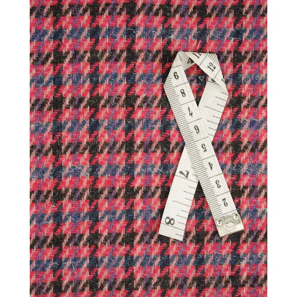 Wool Blend Tweed Fabric - Hot Pink Check