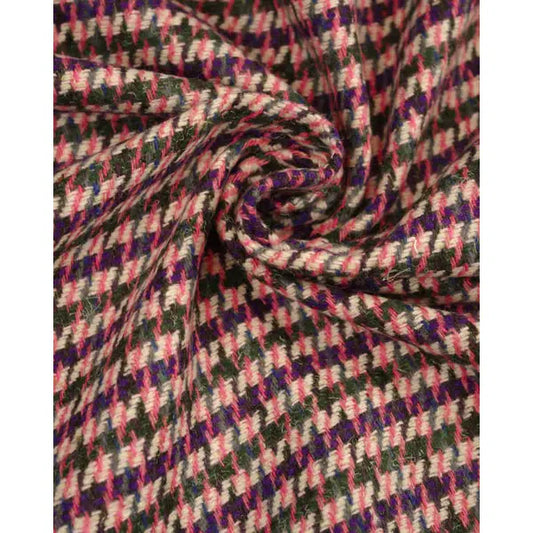 Wool Blend Tweed Fabric - Pink & Purple Check