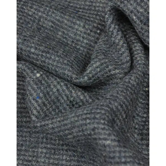Wool Check Fabric - Blue & Grey