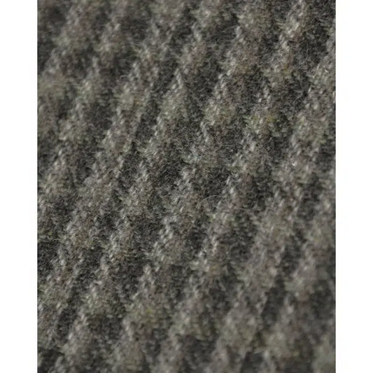 Wool Check Fabric - Slate Grey & Brown